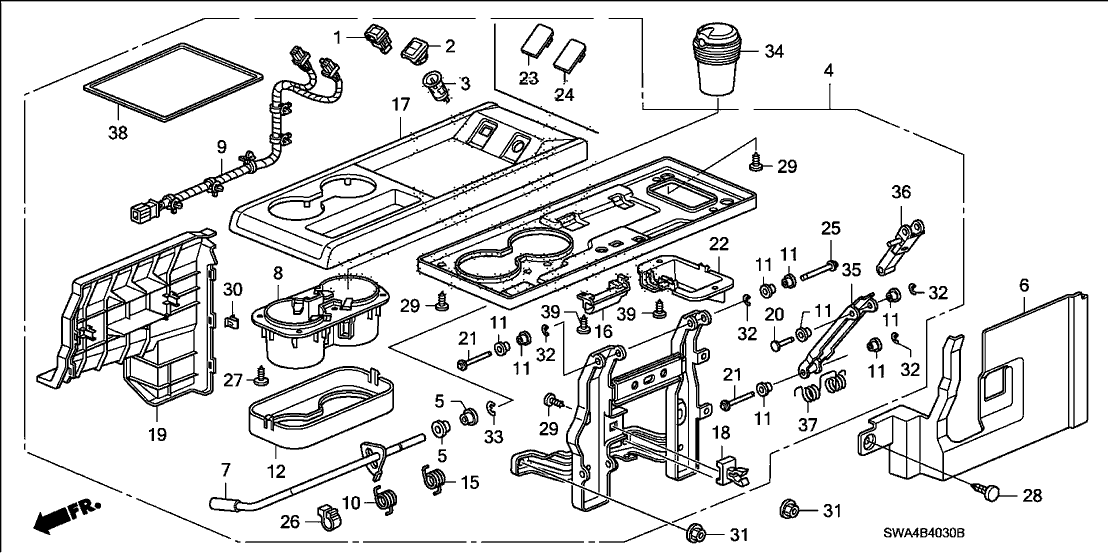 New 2007-2011 Fits Honda CR-V Cover, R. Center Table (Outer)*NH642L* (INDIGO BLACK), Part # 81173-SWA-A01ZB