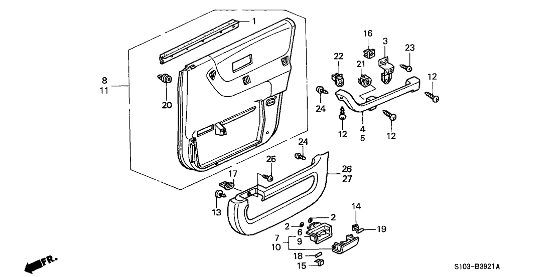 Honda New 1999-2001 Fits Honda CR-V Shaft, Cup Holder A, Part # 90701-S10-003