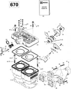 Fits 1996-1999 Ski-Doo Formula Deluxe 500 LC/583/670 / Formula SS Models Gasket-Double 0.8 Mm Formula Deluxe 670., OEM Part # 420931234
