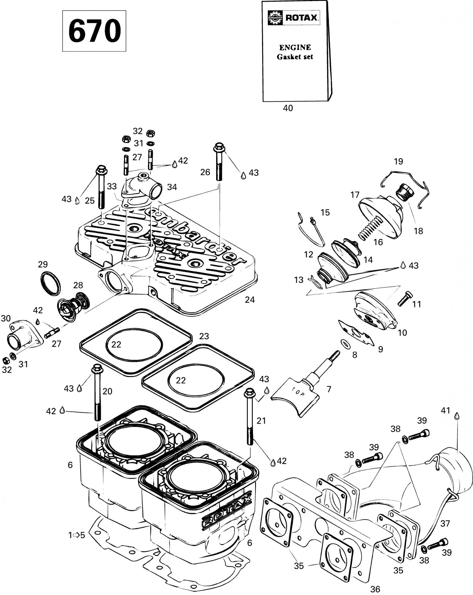 Fits 1996-1999 Ski-Doo Formula Deluxe 500 LC/583/670 / Formula SS Models Gasket-Double 0.8 Mm Formula Deluxe 670., OEM Part # 420931234