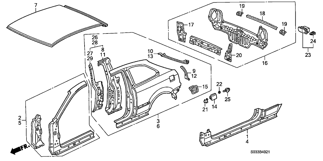 Honda New 1996-2000 Fits Honda Civic Left Front Panel Set (Outer), Part # 04645-S00-A10ZZ