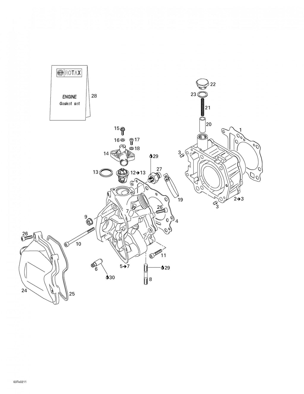 Fits 2003-2004 Can-Am Rally / Rally 175 Cylinder Head Ass’y Includes 5 - 7., OEM Part # 420613110