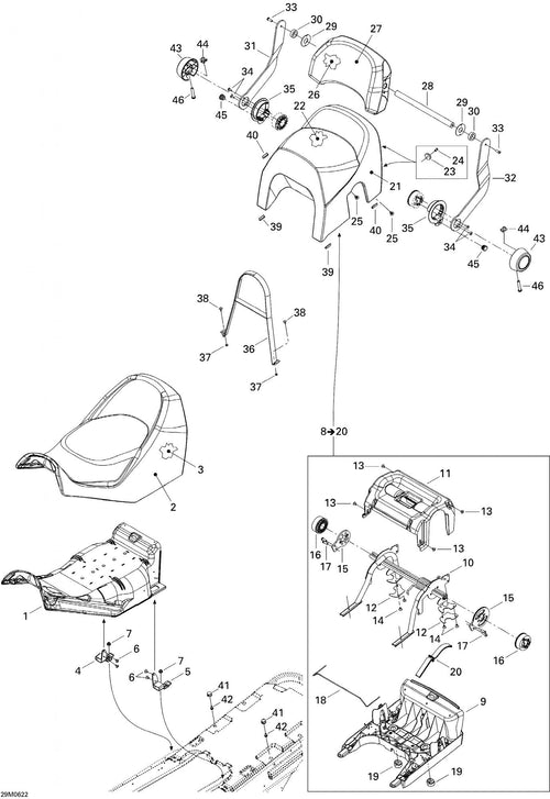 Fits 2005-2006 Ski-Doo Expedition 550F / GTX 500SS Models Seat Stud, OEM Part # 510004417