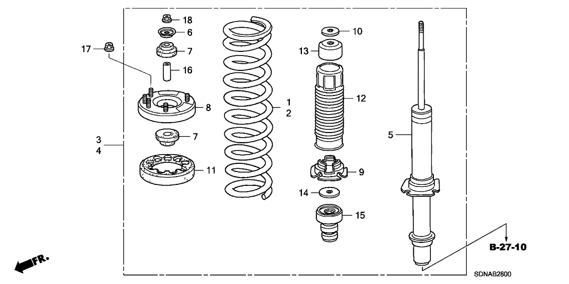 Honda New 2006-2007 Fits Honda Accord Shock Absorber Assembly, Right Front, Part # 51601-SDP-A15