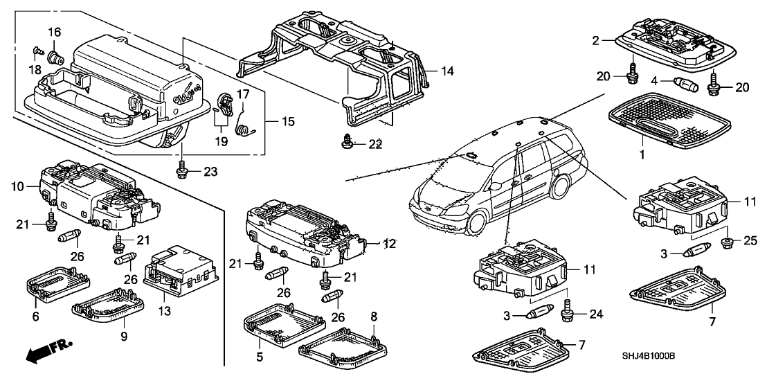Honda New 2008 Fits Honda Odyssey Module Assy., Ambient Light *NH598L* (ATLAS GRAY), Part # 39180-SHJ-A91ZJ