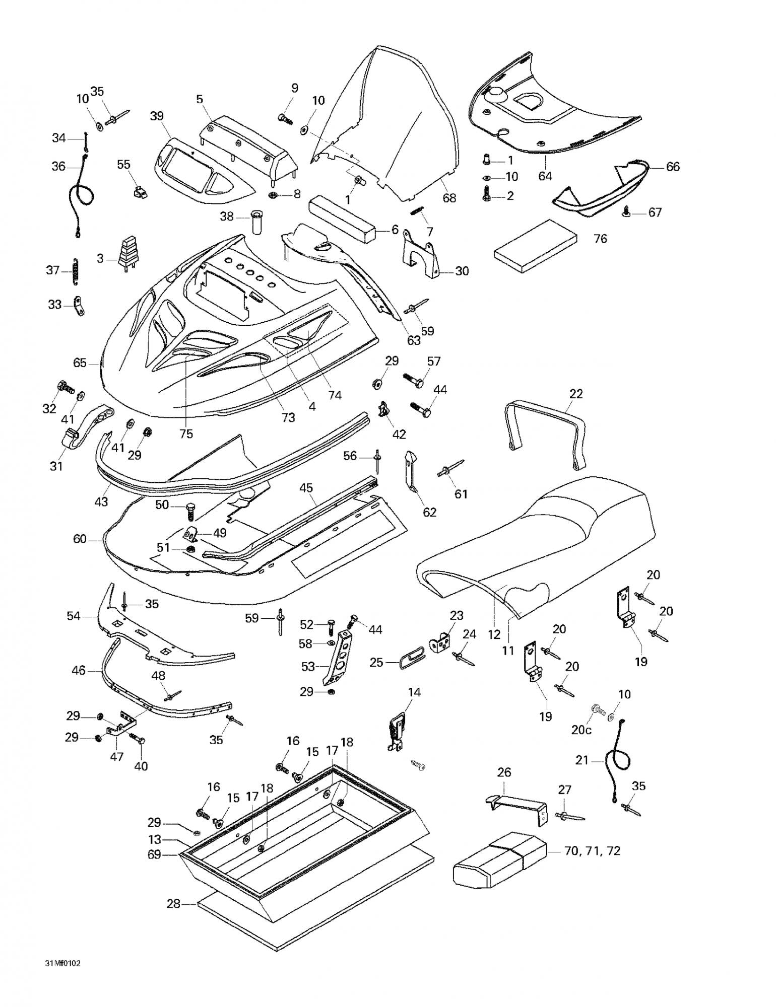 Fits 1998-2007 Ski-Doo Skandic 500/600 / Skandic 500F/600 Models Intake Cover, OEM Part # 605149010