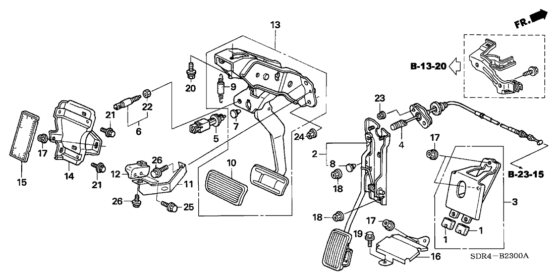 New 2005-2007 Fits Honda Accord Hybrid Stopper, Accelerator Stroke, Part # 17818-SDR-A82
