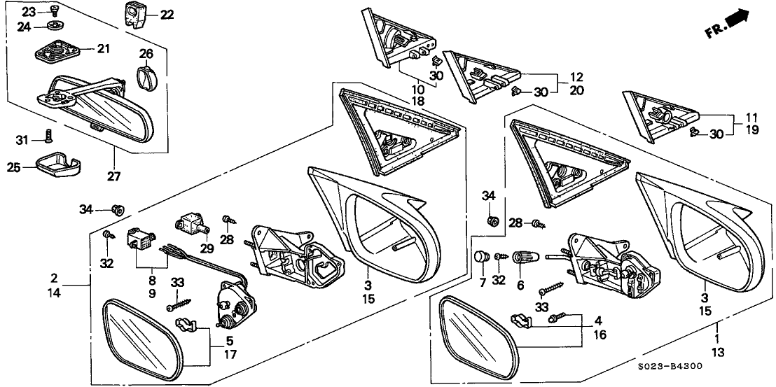 Honda New 1996-2000 Fits Honda Civic Mirror, Driver Side, Part # 76253-S01-A05