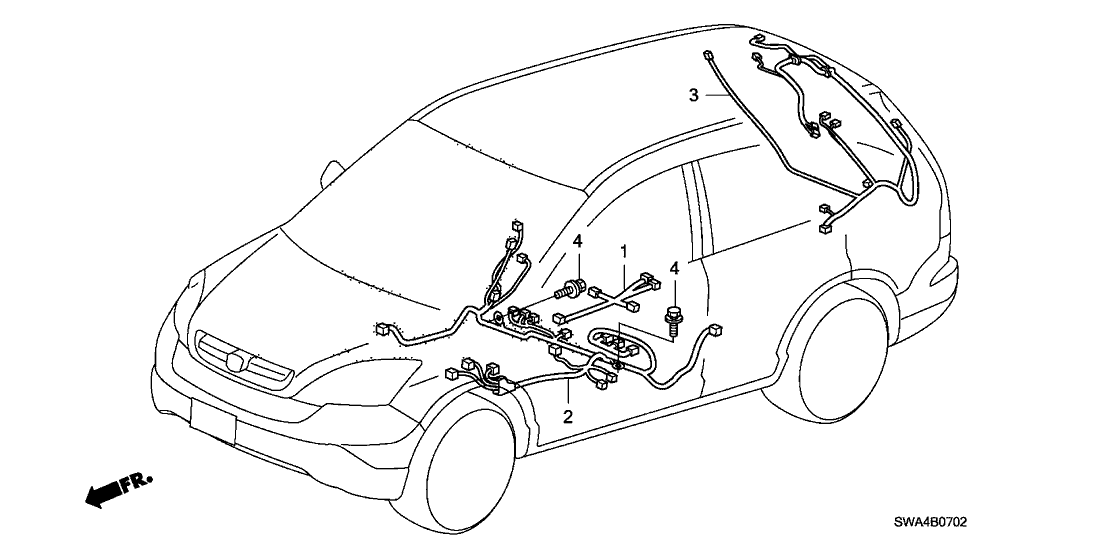 Honda New 2007 Fits Honda CR-V Center Floor Wire Harness, Part # 32107-SWA-A30