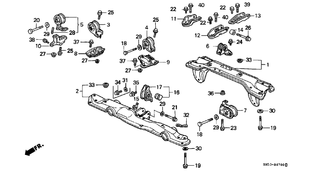 Honda New 1988-1991 Fits Honda Civic Rubber, Transmission Mounting (AT), Part # 50805-SH3-983
