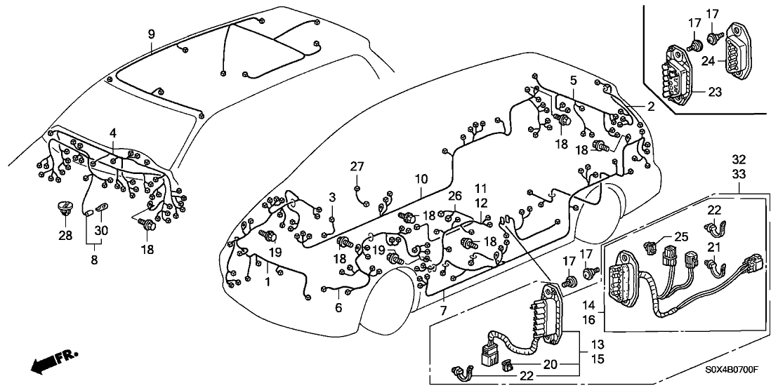 Honda New 1999-2000 Fits Honda Odyssey Instrument Wire Harness, Part # 32117-S0X-A00