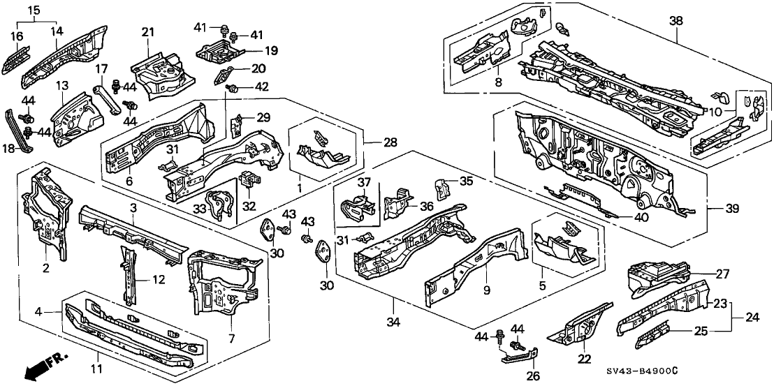 Honda New 1994-1997 Fits Honda Accord Front Crossmember Set (Lower), Part # 04603-SV4-V50ZZ