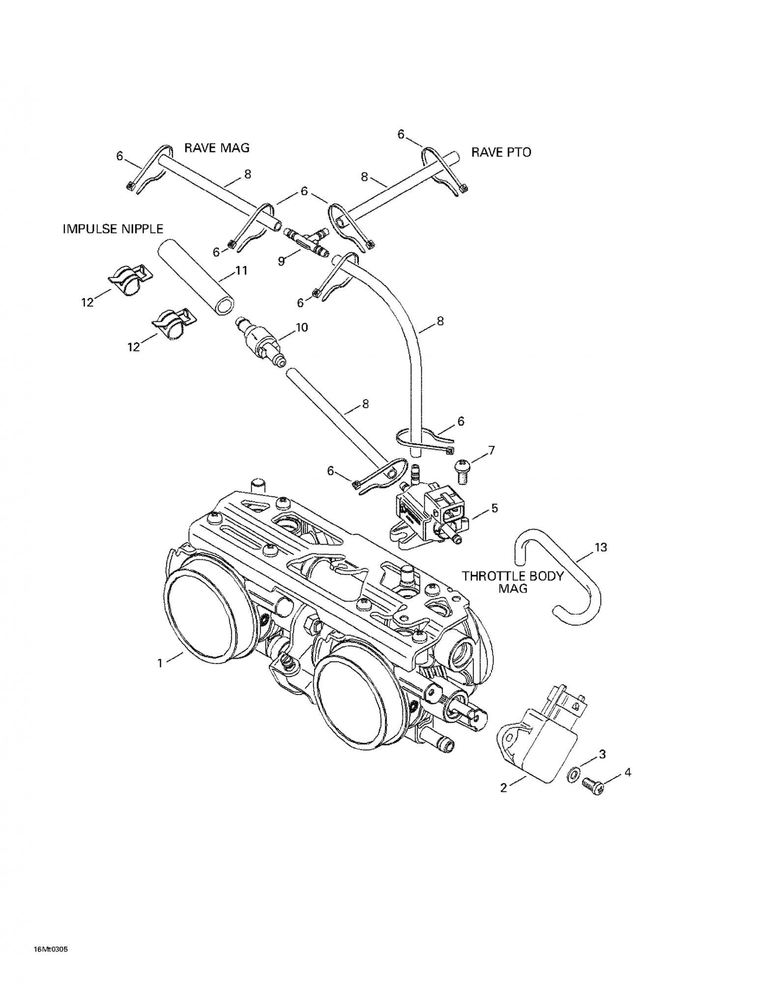 Fits 2003-2005 Ski-Doo Grand Touring SE 800 SDI / GSX 600 HO SDI Models Formed Hose, OEM Part # 420660990