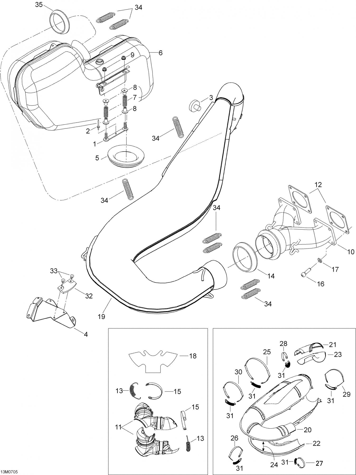 Fits 2001-2007 Ski-Doo Expedition 600 H.O. SDI / Expedition TUV 600 H.O. SDI Models Lower Envelope, OEM Part # 514053367