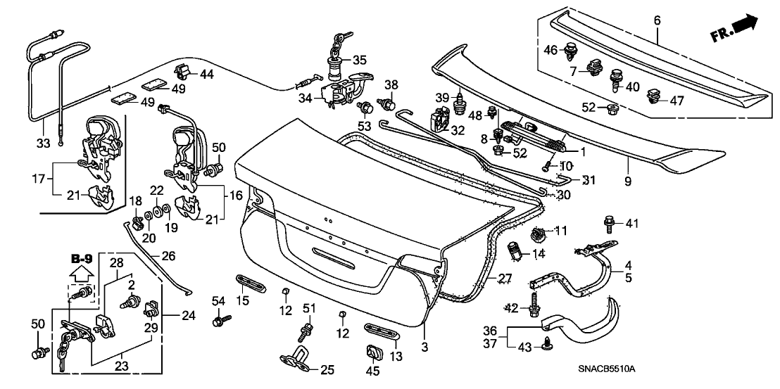 Honda New 2008-2011 Fits Honda Civic Trunk Lid (DOT), Part # 68500-SNA-A80ZZ