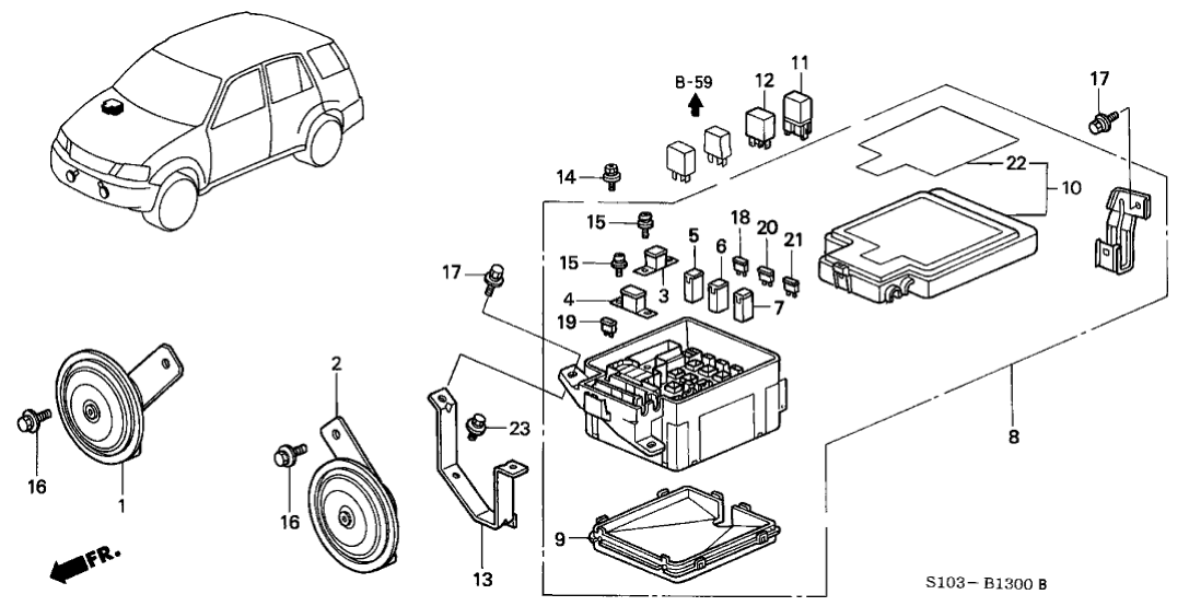 Honda New 1997-2001 Fits Honda CR-V Relay Box Bracket, Part # 60717-S10-A00ZZ