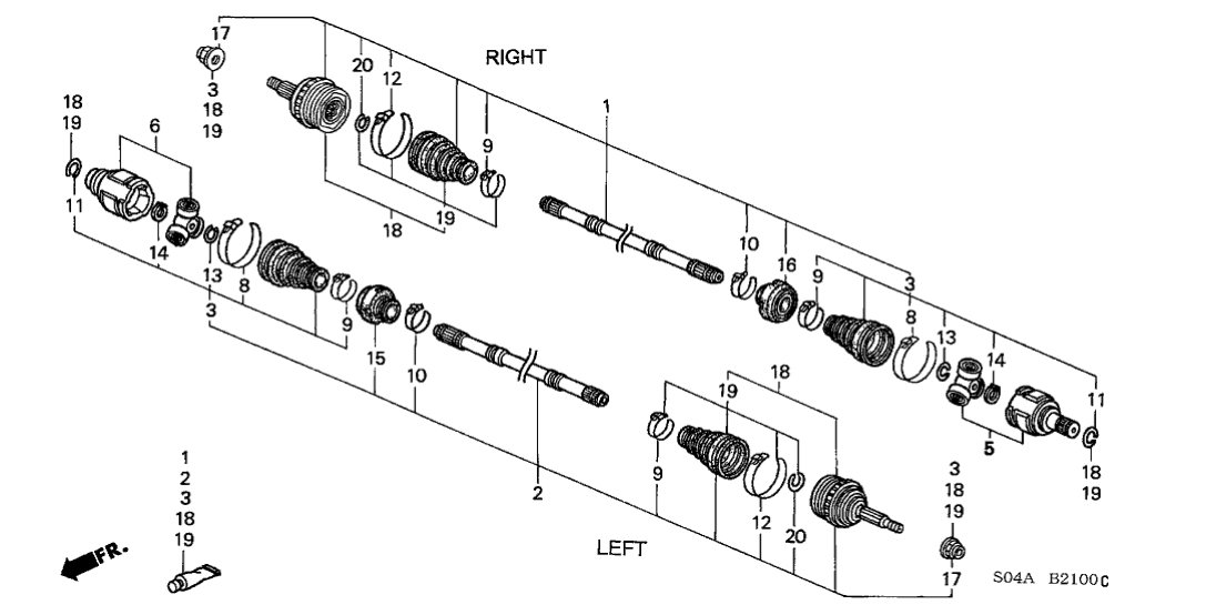 Honda New 1996-1998 Fits Honda Civic Passenger Side Driveshaft Set, Part # 44010-S01-961