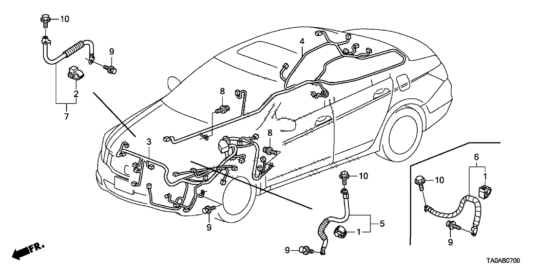 Honda New 2011-2012 Fits Honda Accord Left Cabin Wire Harness, Part # 32120-TA0-A54
