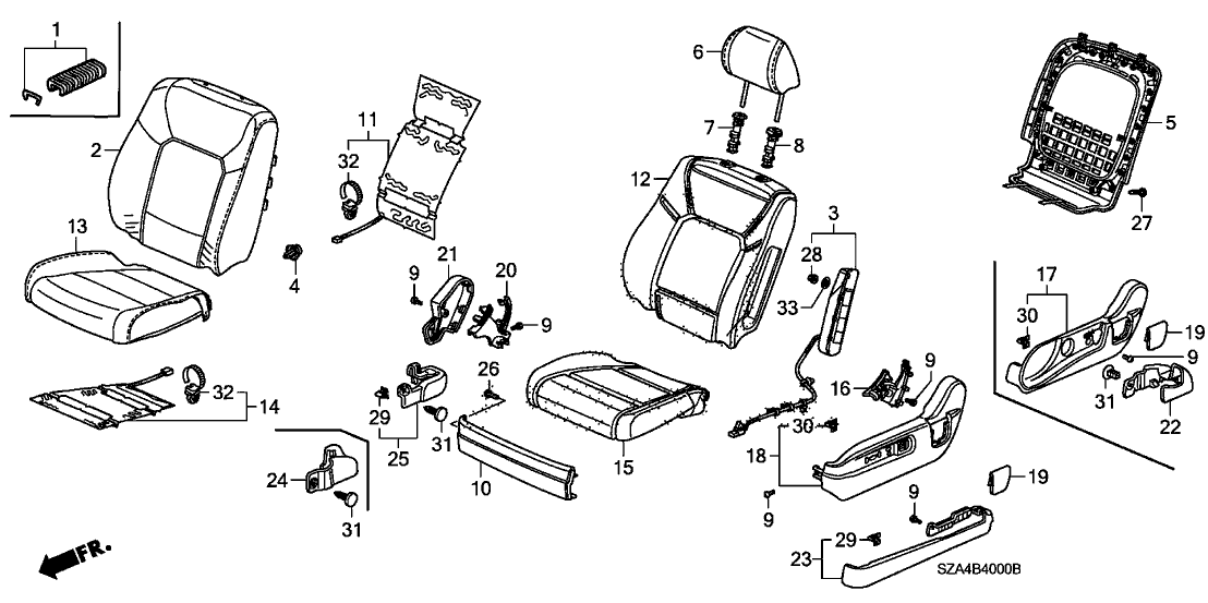 New 2009-2011 Fits Honda Pilot Board Assy., FR. Seat-Back *YR309L* (TU LIGHT BEIGE), Part # 81128-SZA-A01ZD