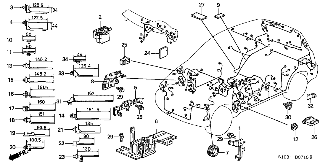 Honda New 1998-2001 Fits Honda CR-V Clip, Wire Harness Seal, Part # 91566-ST5-003