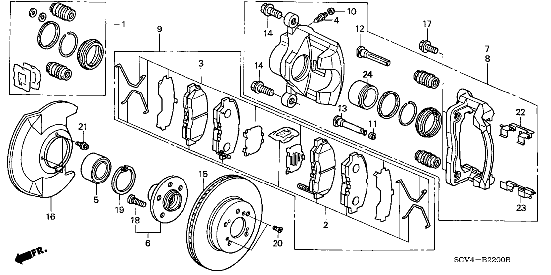 Honda New 2003-2006 Fits Honda Element Front Pad Set, Part # 06450-SCV-A03