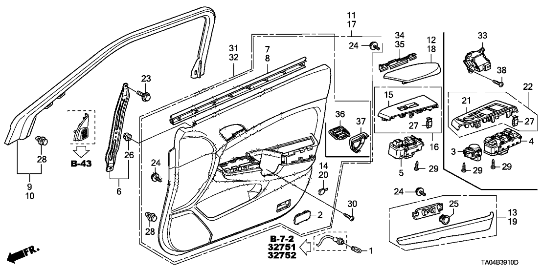 Honda New 2011-2012 Fits Honda Accord Lining, L. FR. Door (Lower) *NH167L* (GRAPHITE BLACK), Part # 83552-TA5-A04ZA
