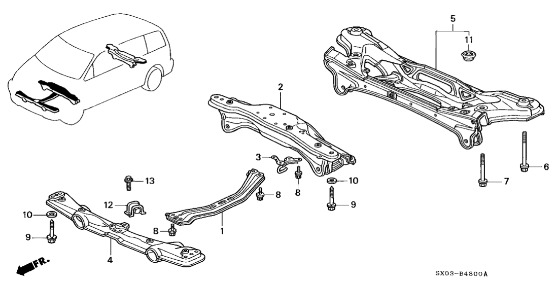 Honda New 1995-1998 Fits Honda Odyssey Center Beam, Part # 50100-SX0-000