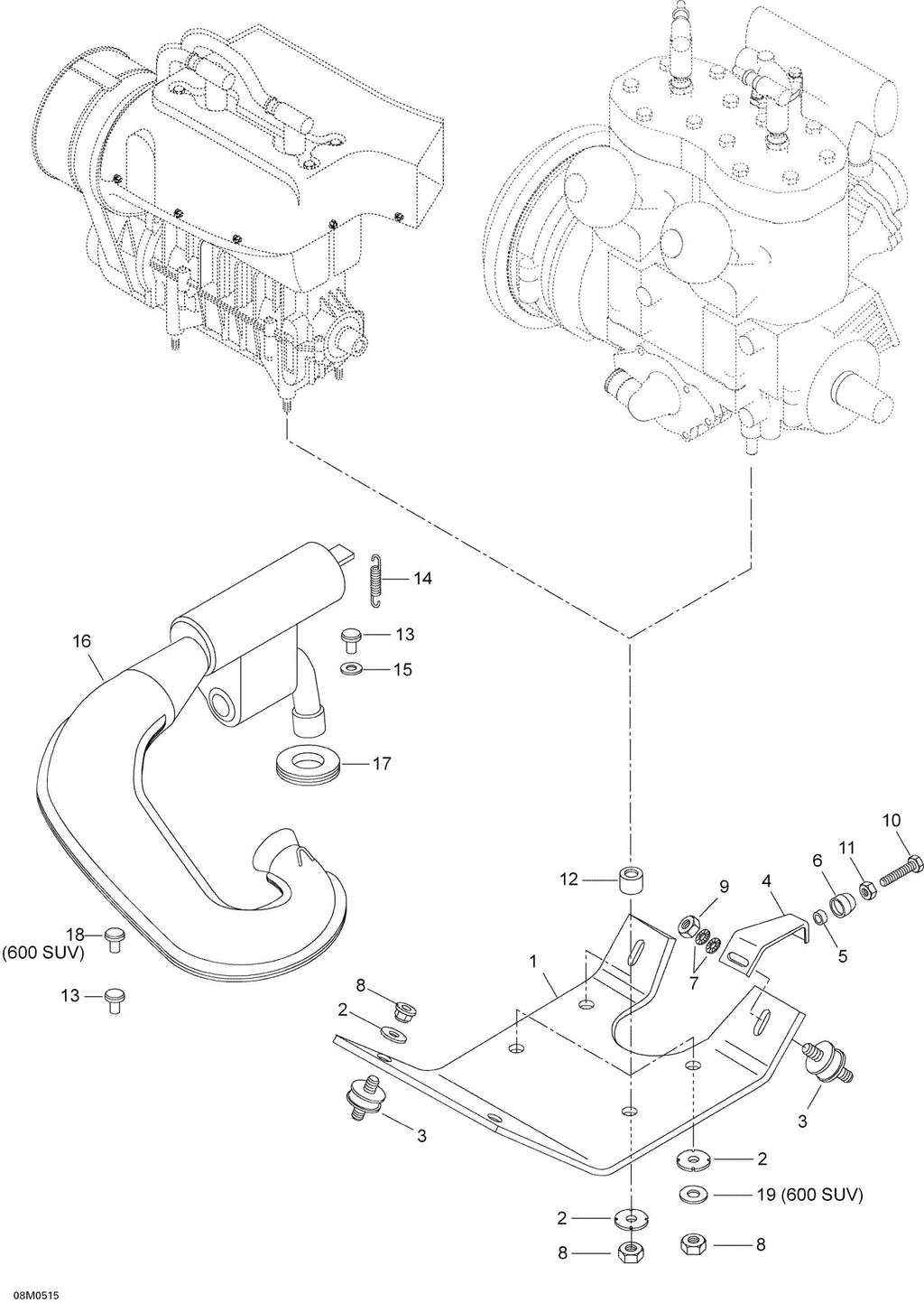 Fits 2004-2007 Ski-Doo Skandic SUV 550F / Skandic SUV 600 Bumper, OEM Part # 605349421