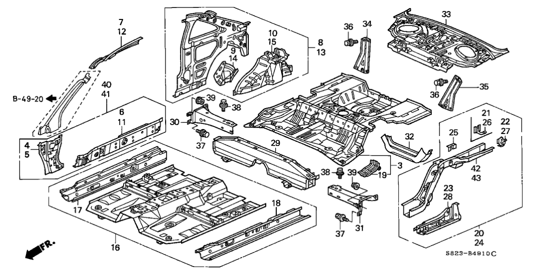 Honda New 1998-2002 Fits Honda Accord Left Rear Frame, Part # 65660-S80-A00ZZ