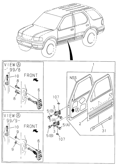 Honda New 1998-2002 Fits Honda Passport Panel, R. FR. Door (Outer), Part # 89713-51253