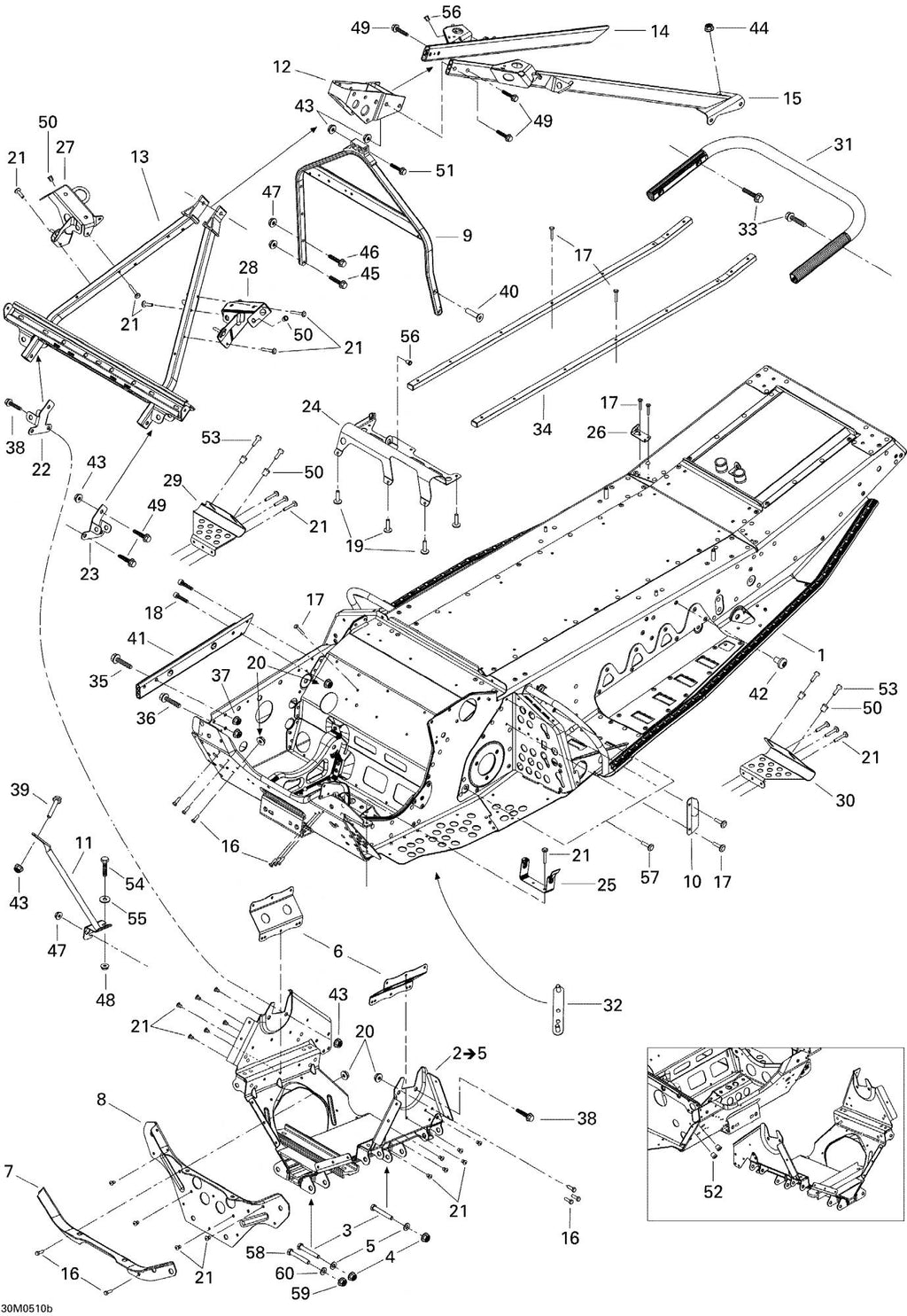 Fits 2004-2007 Ski-Doo MX Z 440 Racing / MX Z 440X Racing Models Corner Reinforcement, OEM Part # 518324181