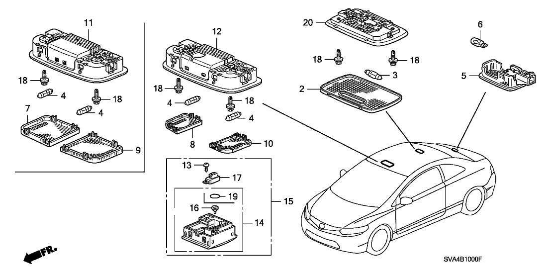 New 2009 Fits Honda Civic Switch Assy., Sunroof & Map Light *NH686L* (QP LIGHT WARM GRAY), Part # 35830-SNA-A31ZF