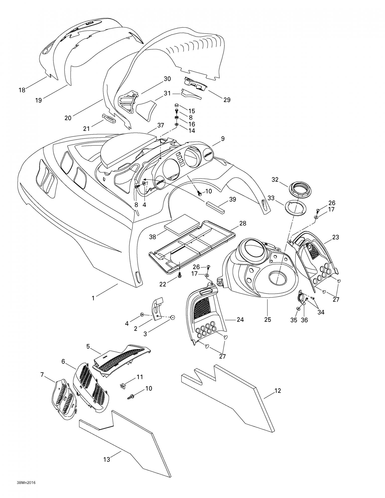 Fits 1999-2004 Ski-Doo Formula Deluxe 500/600/700 / Formula Deluxe 600/700 Models Center Grill, Black, OEM Part # 517302026