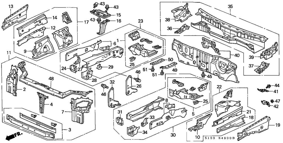 Honda New 1997-2001 Fits Honda CR-V Bracket, L. FR. Tie Down, Part # 60928-S10-A00ZZ