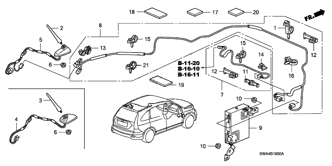 Honda New 2007-2009 Fits Honda CR-V Tuner Assy., XM, Part # 39820-SWA-A01