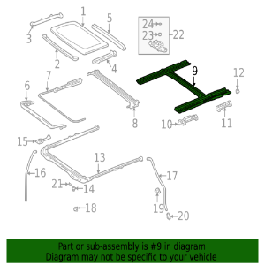 Lexus New 2001-2002 Fits Lexus IS300 Rail Sub-Assy, Slide Roof, Part # 63202-53010