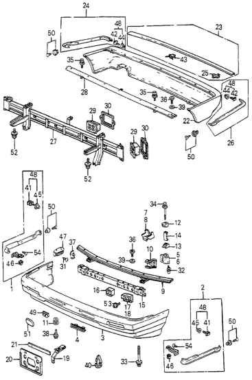 Honda New 1984-1985 Fits Honda Accord Rear Bumper Face, Part # 84111-SA6-661ZZ