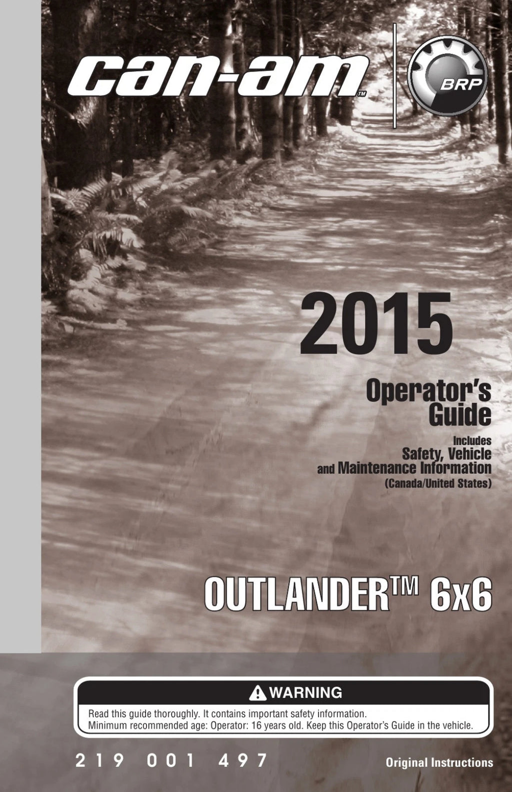 Fits BRP Operator Guide 2014, OEM Part # 219001497