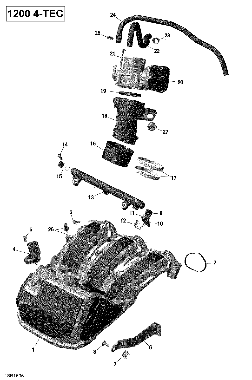 Fits 2016-2019 Ski-Doo 007 - EXPEDITION LE-SE 4-TEC / 4- GRAND TOURING 4-TEC Molded Hose, OEM Part # 420460483
