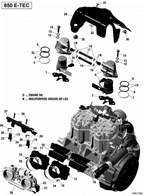 Fits 2017 Ski-Doo MXZ - 2-STROKE - 850 E-TEC / RENEGADE - 2-STROKE - 850 E-TEC FUEL RAIL, OEM Part # 420874152