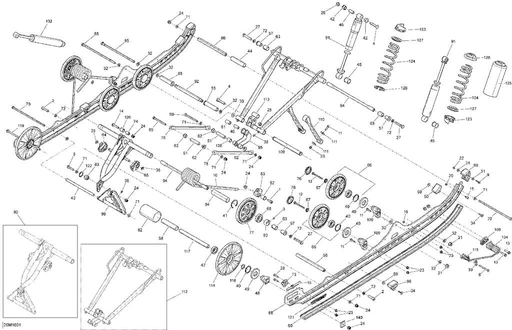 Fits 2013, 2014, 2016 Ski-Doo SUMMIT 600 CARB / SUMMIT 800R E-TEC Rail, Suspension 154 Machi, OEM Part # 503193338
